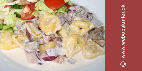 Tortellini me� sveppa- og skinkus�su